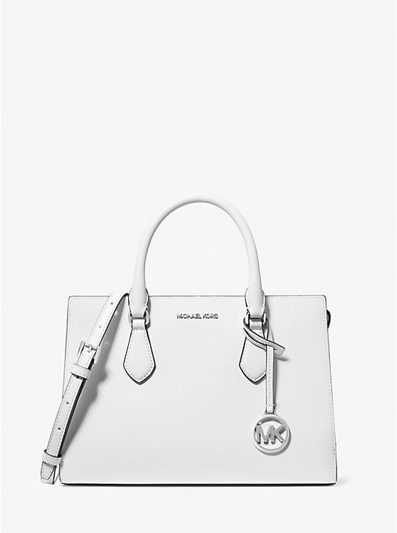 Michael Kors Sheila Medium Faux Saffiano Leather Satchel optic white