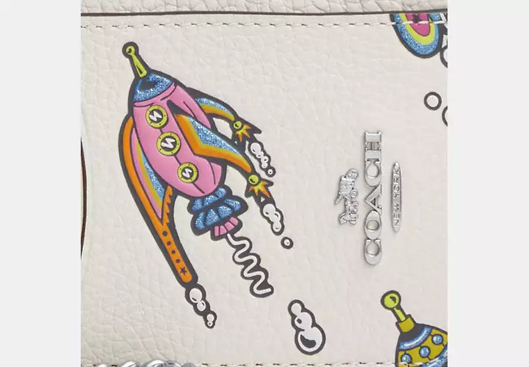 Coach Cosmic Zip Card Case With Rocket Print