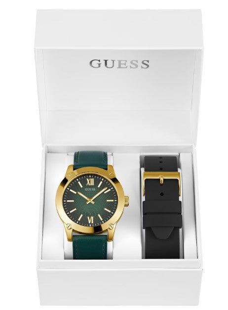 Guess Gold-Tone and Green Analog Watch Box Set